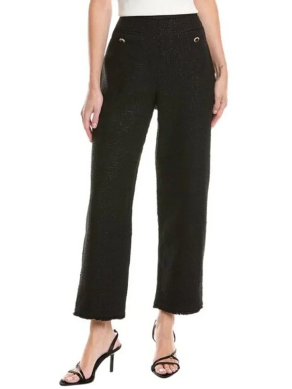 New Ted Baker Tweed Straight Leg Trousers Black size 1, 4, Small
